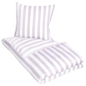 Lavendel sengetøj 140x220 cm - Stribet sengetøj - Nordic Stripe - 100% Bomuldssatin