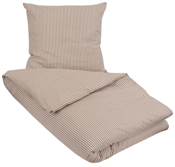 Økologisk sengetøj 140x200 cm - Ingeborg Brown - Stribet sengetøj i 100% økologisk bomuld - Soft & Pure