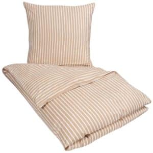 Sandfarvet sengetøj 140x220 cm - Stribet sengetøj - Cascade Sand - Microfiber - In Style