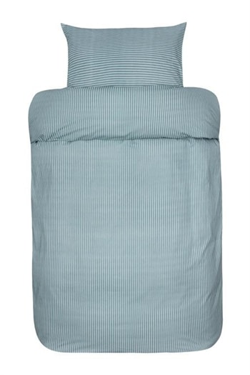 Stribet sengetøj 140x200 cm - Loke Petrol - Dynebetræk i 100% Ekstra fin bomuld - Høie sengetøj