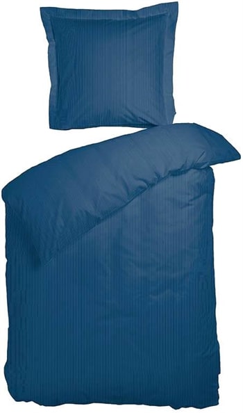 Stribet sengetøj 140x200 cm - Raie Blåt sengetøj - Sengesæt i 100% Bomuldssatin - Night and Day sengetøj