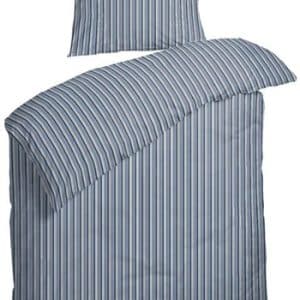 Stribet sengetøj 140x200 cm - Runner Blue - Blåt sengetøj - 100% Bomuldssatin - Nordisk Tekstil sengesæt