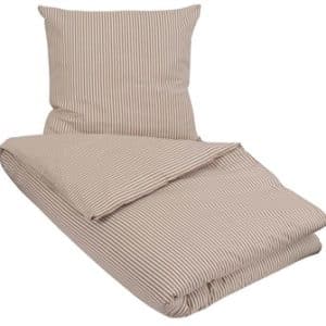 Stribet sengetøj 140x220 cm - Brunt sengetøj - Sengelinned i 100% økologisk bomuld - Soft & Pure organic