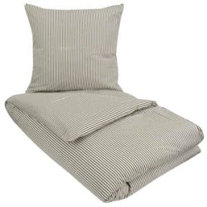 Stribet sengetøj 140x220 cm - Grønt sengetøj - Sengesæt i 100% økologisk bomuld - Soft & Pure organic