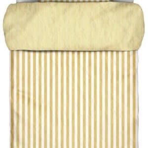 Stribet sengetøj 140x220 cm - Mikkeli Sunrise Yellow - Gult sengetøj - 2 i 1 design - 100% Enzymvasket bomuld - Marc O'Polo