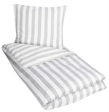 Stribet sengetøj 240x220 cm - King size - Nordic Stripe - Gråt og Hvidt sengetøj - 100% Bomuldssatin