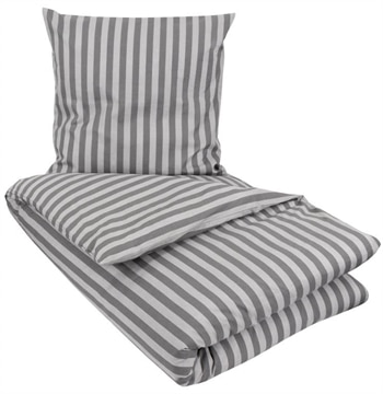 Stribet sengetøj 240x220cm - King size - Stripes Grey - Gråt sengetøj - Sengesæt i 100% Bomuld