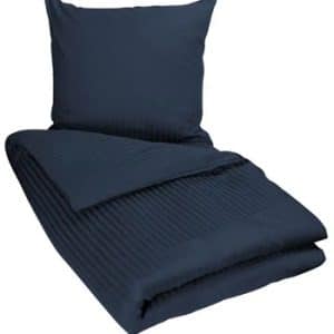 Blåt sengetøj - 140x200 cm - Stribet sengetøj - 100% Bomuldssatin sengesæt