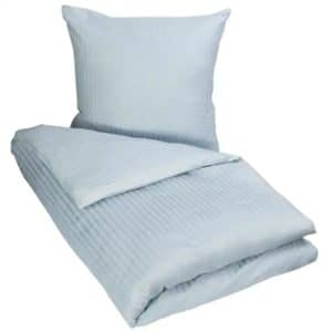 Lyseblåt sengetøj 140x200 cm - Stribet sengetøj - 100% Bomuldssatin - Borg Living sengesæt