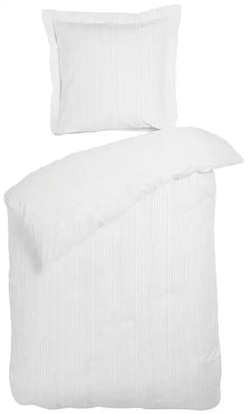 Sengetøj 200x200 cm - Raie hvid - Stribet sengesæt - 100% Bomuldssatin - Night & Day sengetøj
