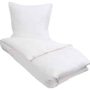 Sengetøj 200x220 cm - Hvidt, stribet sengetøj - 100% Egyptisk bomuldssatin - Ekstra blødt sengesæt