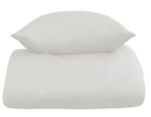 Sengetøj 200x200 cm - Hvidt, stribet sengetøj - 100% Egyptisk bomuldssatin - Ekstra blødt sengesæt