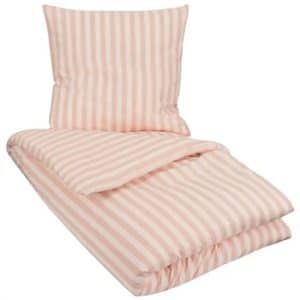 Stribet sengetøj - 140x200 cm - Stripes Rose - Sengesæt i 100% Bomuld - Borg Living sengelinned