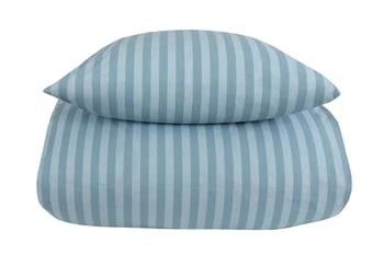 Stribet sengetøj - 140x220 cm - Stripes blue - Lyseblå - Sengelinned i 100% Bomuld - Borg Living sengesæt