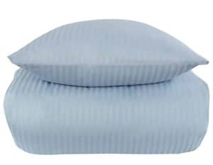 Lyseblåt sengetøj 140x220 cm - Stribet sengetøj - 100% Bomuldssatin - Borg Living sengesæt