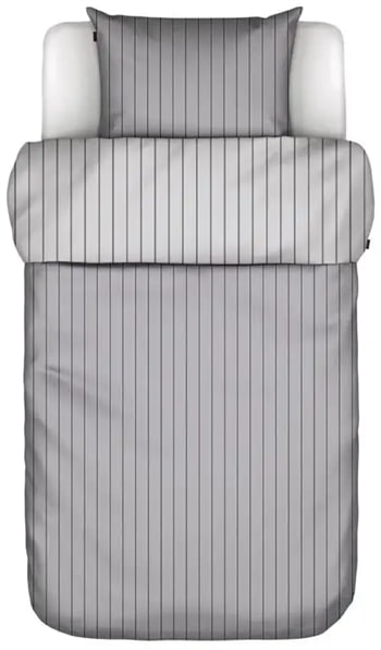 Stribet sengetøj 140x220 cm - Harsor Grey - Gråt sengetøj - 2 i 1 design - 100% Bomuldssatin - Marc O'Polo
