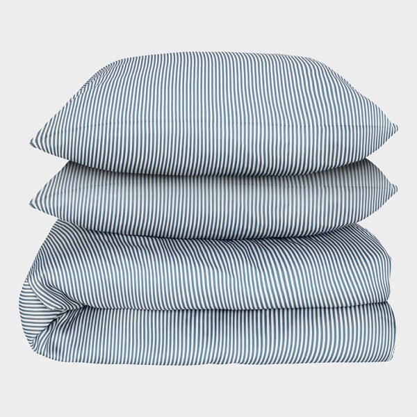 Bambus sengetøj hvid/grålig stribet 240x220 240x220