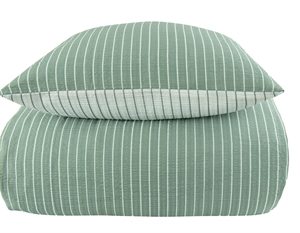 Sengetøj 200x200 cm - Bæk og bølge sengetøj - Grønt & hvidt stribet sengetøj - 2 i 1 design - By Night sengesæt
