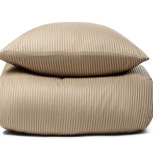 Sengetøj 200x220 cm - Beige, stribet sengetøj - 100% Egyptisk bomuld - Dobbelt dynebetræk