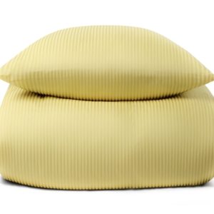 Sengetøj 200x220 cm - Gult, stribet sengetøj - 100% Egyptisk bomuld - Dobbelt dynebetræk