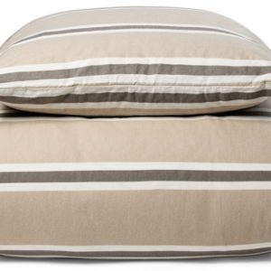 Sengetøj 200x220 cm - Stripe beige, flonel sengetøj - Stribet sengesæt - 100% bomuldsflonel - Nordstrand Home