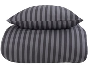 Stribet sengetøj - 140x200 cm - Stripes grey - Gråt sengetøj - 100% Bomuld - Borg Living sengesæt